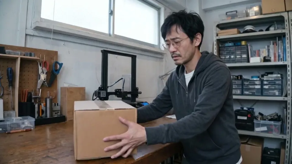 箱を持つ人物を生成した制作サンプルの6版目